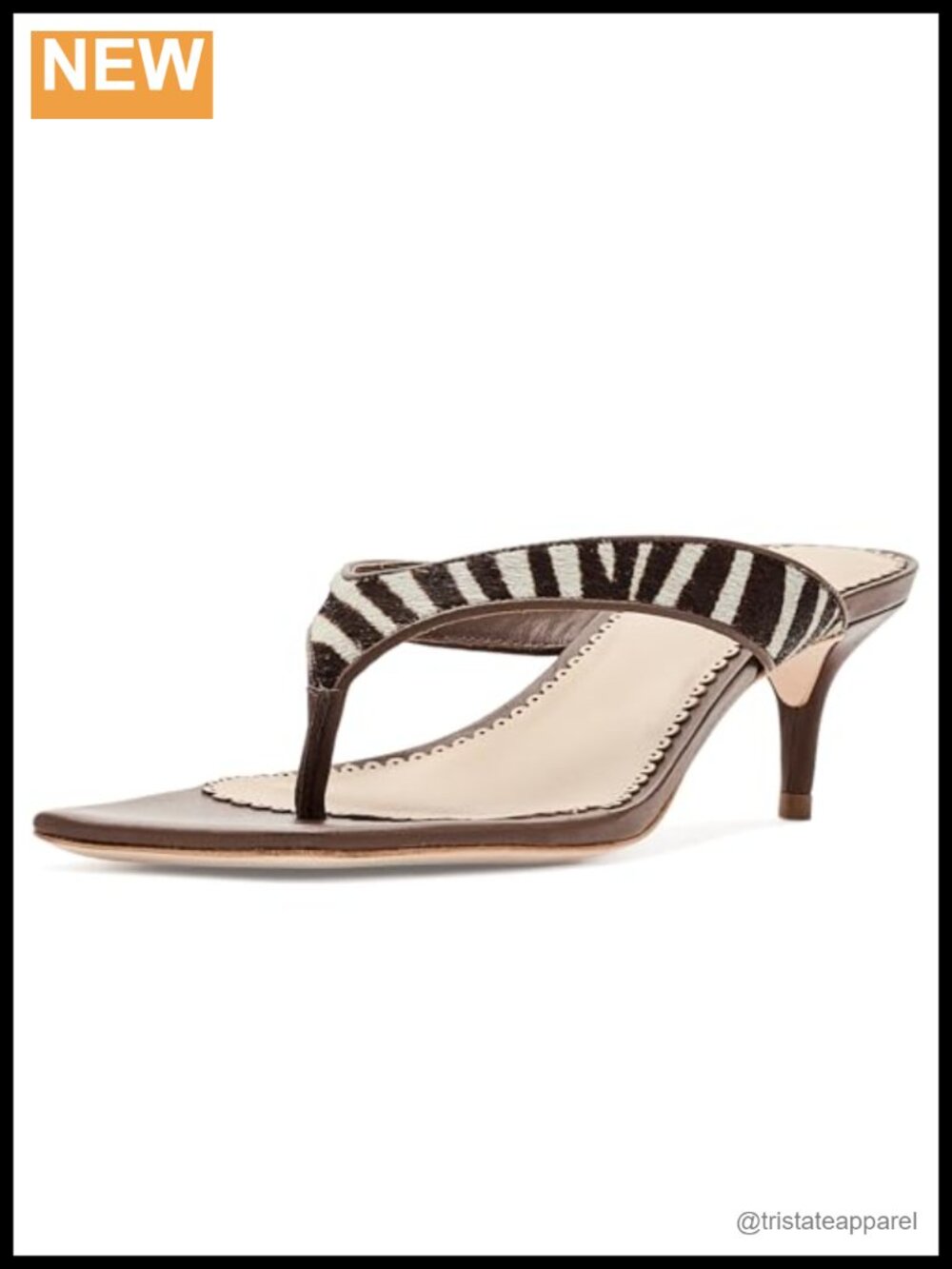 Zebra Haircalf Kitten Heel Sandals Slip On Thong Strap Ankle Strap